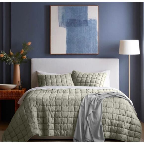 Quince Linen Box Quilt Full/Queen Willowleaf Green NWOT #Q5 - Picture 2 of 3